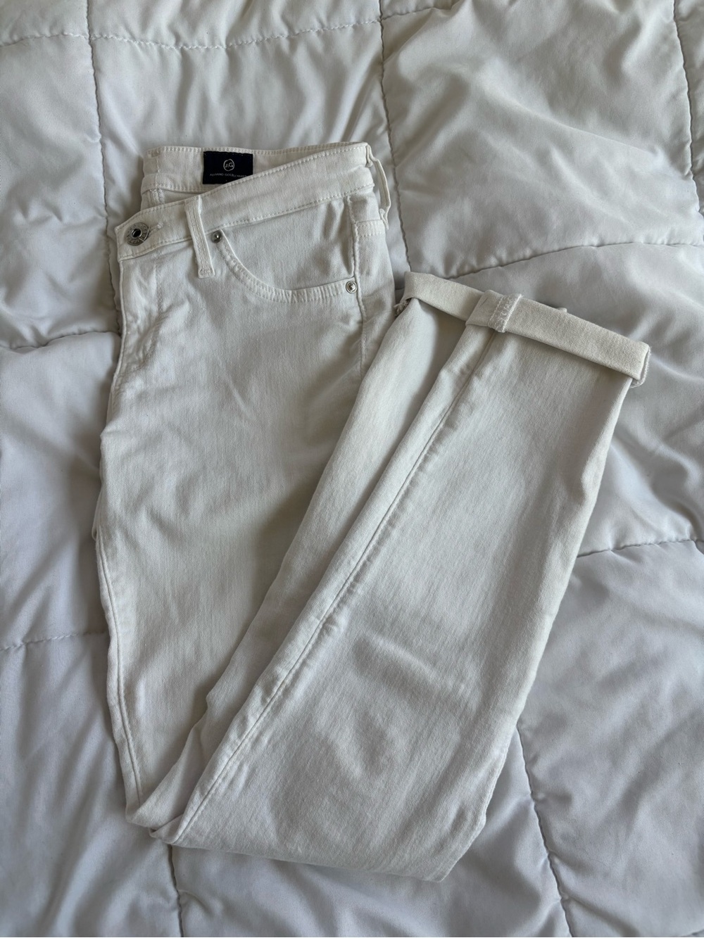 AG Adriano Goldschmied The Legging Ankle Super Skinny White Jeans Size 25R